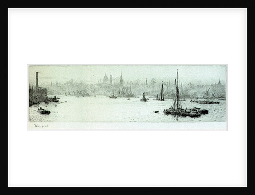 The Pool with barge and small boat, inscribed trial proof by William Lionel Wyllie