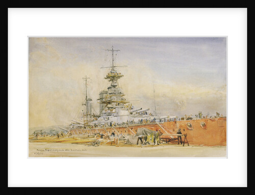 'Princess Royal' in dry dock at Portsmouth after the Battle of Jutland, 1916 by William Lionel Wyllie
