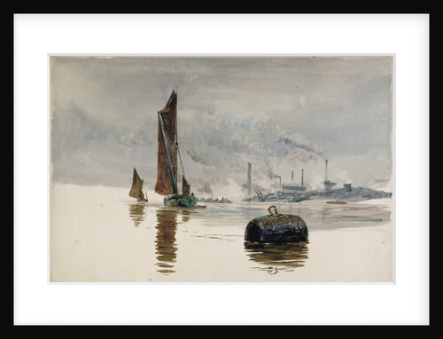 A Thames barge and a cement works by William Lionel Wyllie