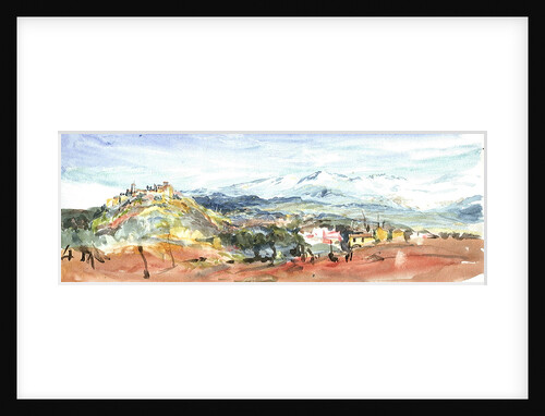View of a Town on a Hill with Snow-capped Mountains Beyond by William Lionel Wyllie
