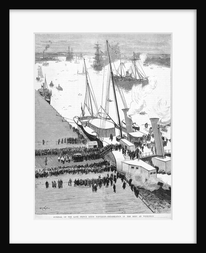 Funeral of the late Prince Louis Napoleon - debarkation of the body at Woolwich. by William Lionel Wyllie