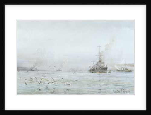 The interned German High Seas Fleet at Scapa Flow, with HMS 'Carlisle' and 'Blonde' by William Lionel Wyllie