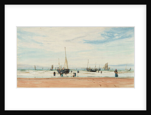 Fishing boats near a beach by William Lionel Wyllie