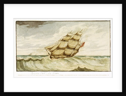 Naval sailing vessel underway, with inscription, 'Carrying Sail In Chase' by Edward Bamfylde Eagles