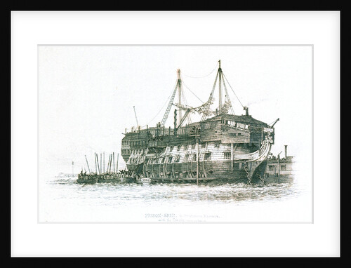 Prison-ship in Portsmouth Harbour with the convicts going on board by Edward William Cooke