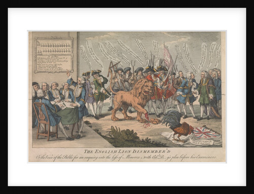 The English Lion Dismembered or the Voice of the Public for an enquiry into the loss of Minorca with Adl. B--g's plea before his Examiners by unknown