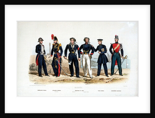 Marines: Commissaire de Marine. Artillerie de Marine (Lieutenant). Equipages de Ligne (Matelot and Quartier-Maitre). Ecole Navale. Gendarmerie Coloniale by de Villain