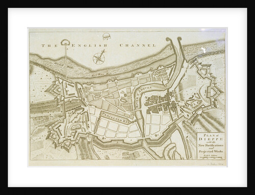 Plan of Dieppe with the new fortifications and projected works, July 1694 by unknown