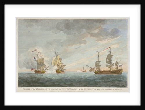 Taking of the 'Marquese de Antin' and 'Louis Erasme' by the Prince Frederick and Duke privateers by Charles Brooking