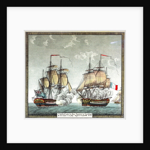 Battle between 32-gun French frigate 'Surveillante' and English 32-gun frigate 'Quebec' by Angeli