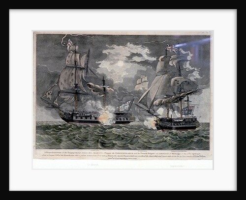 A Representation of the Engagement between His Majesty's Frigate the 'Indefatigable' and the French Frigate 'La Virginie', at Midnight, on the 20th of April 1796... struck to Sir Edward Pellew by John Fairburn