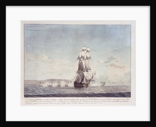 64-gun ship 'Dictator' (1783) engaging Danish gunboats, 26 June 1808 by N. Truslew