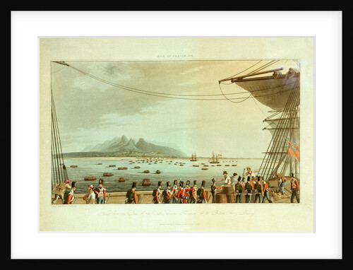 Isle of France No. 1. View from the deck of the Upton Castle transport of the British Army landing by R. Temple