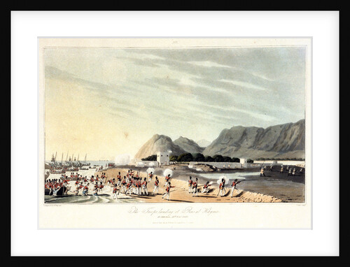 No. 7 'The troops landing at Rus ul Khyma, 13 November 1809' by R. Temple