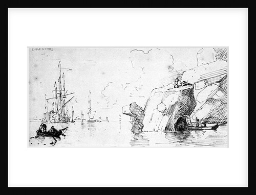 Fisherman and shipping off a rocky coast by Samuel Scott