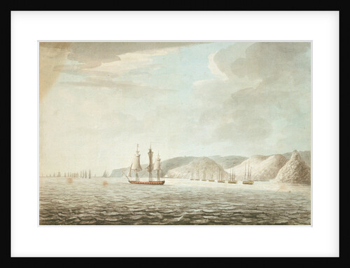 'Barrington preparing to receive the French attack on the shipping in the Grand Cul de Sac in St Lucia, 14 Dec 1776'. by Dominic Serres