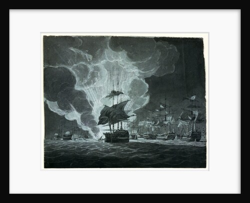 Fleet with a ship on fire by Robert Cleveley