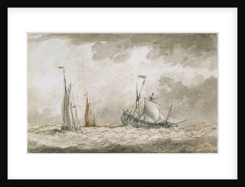 A dismasted Dutch man of war by Charles Gore