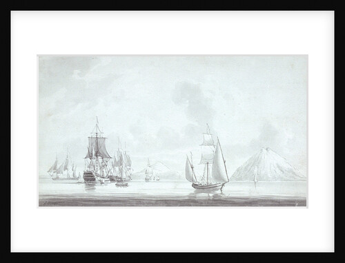 A Polacca and men of war in light airs off Stromboli, 1785 by Robert Cleveley