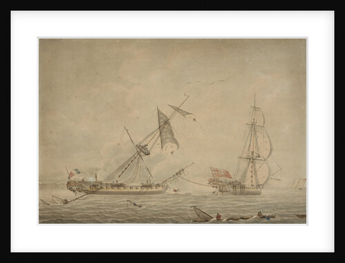 'La Blanche' towing 'La Pique', a French prize, 1795 by Robert Dodd