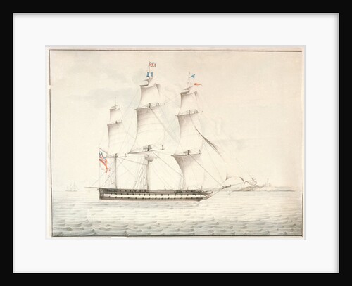HMS 'Norge' (captured from the Danes 1807) off Pendennis Castle by W. H.