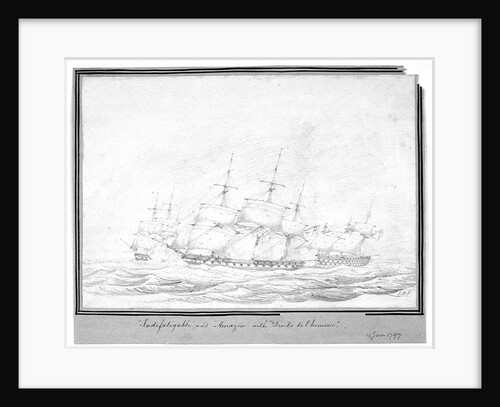 'Indefatigable' and 'Amazon' with Droits de l'homme, 15th Jan 1797 by J N S