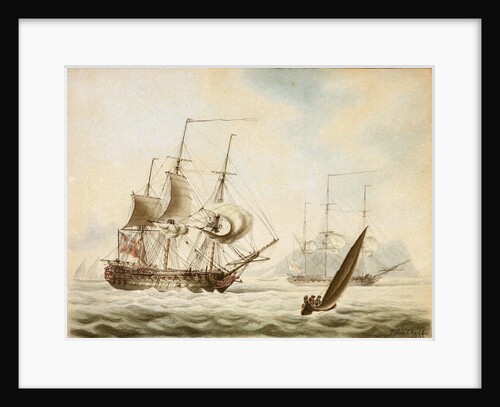 A frigate off Gibraltar by J. Richbell