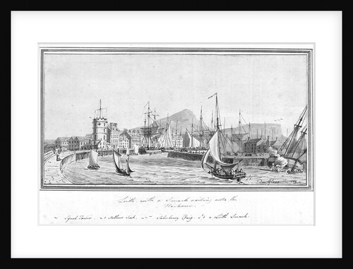 Port of Leith with a smack sailing into the harbour by J.T. Serres