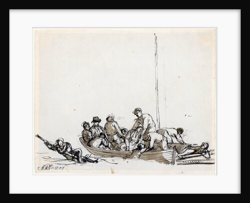 Sailors in a boat rescuing survivors by John Thomas Serres