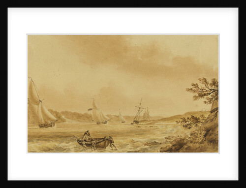 Cutters under sail in a river, probably the Bristol Avon by Nicholas Pocock