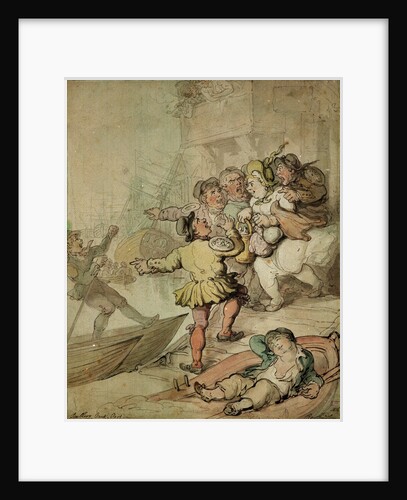 The Miseries of London....being assailed by a group of watermen.... by Thomas Rowlandson