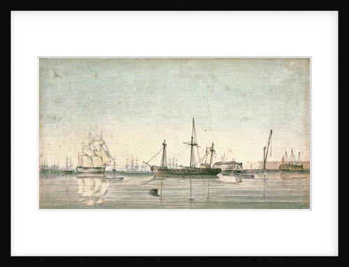 HMS 'Imperieuse'? refitting in the inner harbour of Port Mahon by Robert Hood by Robert Hood