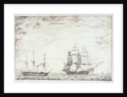 Frigate and paddle steamer by Daniel England