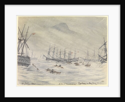 21 July 1841, HMS 'Rattlesnake', Typhoon in Hong Kong Harbour by Edward Hodges Cree