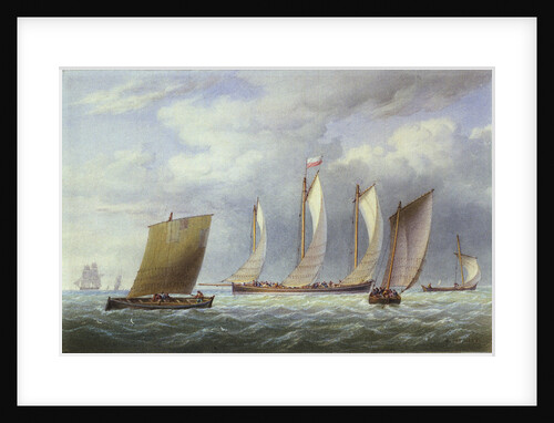 A lugger with other small craft in a fresh breeze by William Joy