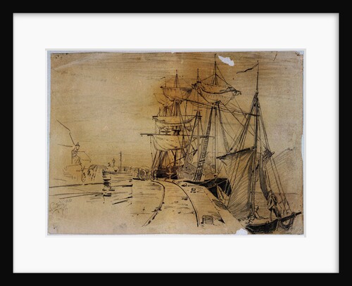 Fishing vessels tied up at a promenade by Wenstad Holst