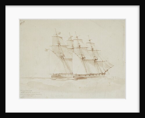 HMS 'Mutine' passing to windward of HMS 'Helena' in a sailing trial, 1 September 1845 by George Pechell Mends
