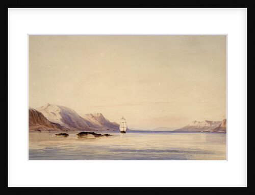 The survey ship HMS 'Beagle' in Beagle Channel, Tierra del Fuego by Conrad Martens