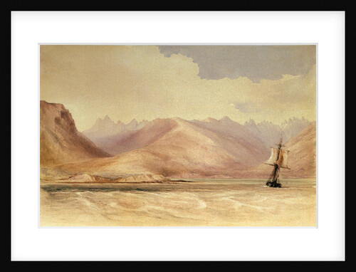 The survey ship HMS 'Beagle' in Beagle Channel, South America by Conrad Martens