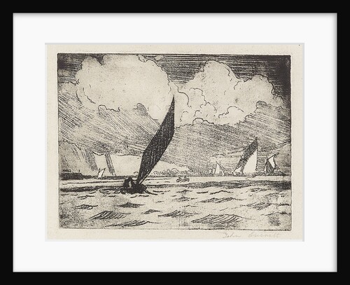 Yachting on choppy water near cliffs 1 by John Everett