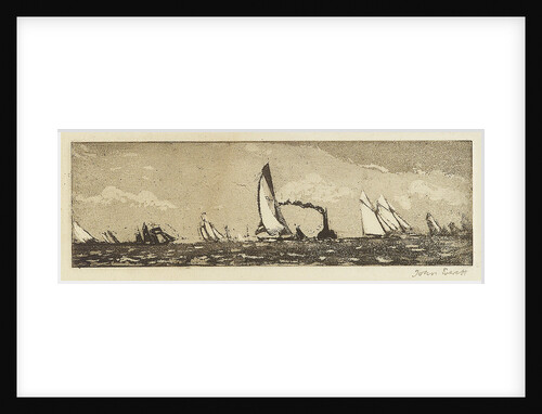 Yachts at sea, also a steamer by John Everett