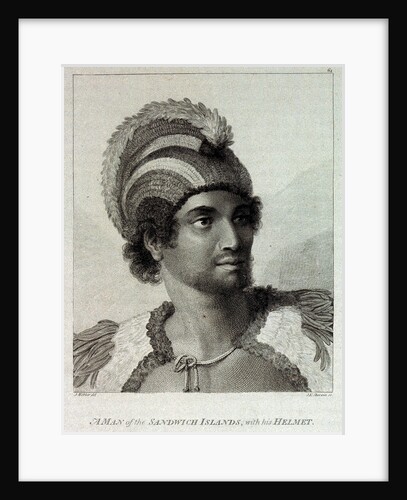 A man of the Sandwich Islands with his helmet by John Webber