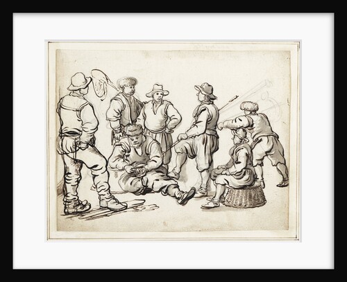 Six fishermen and a boy by Willem van de Velde the Elder