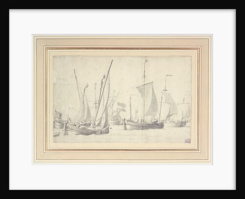 Two schmalschips and two hookers in a moderate breeze by Willem van de Velde the Elder