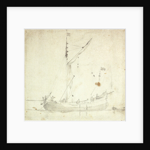 A dogger at anchor by Willem Van de Velde the Younger