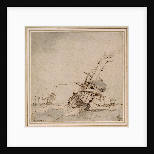 An English flagship scudding in a heavy sea by Willem Van de Velde the Younger