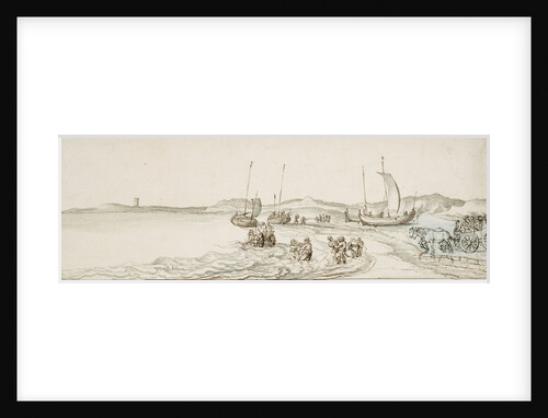 Pinks hauled up on the shore by Willem van de Velde the Elder