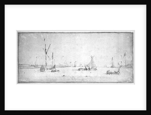 A dogger at anchor with shipping in Dutch waters by Willem Van de Velde the Younger
