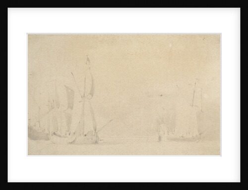 A smak and a galjoot before a light breeze by Willem Van de Velde the Younger
