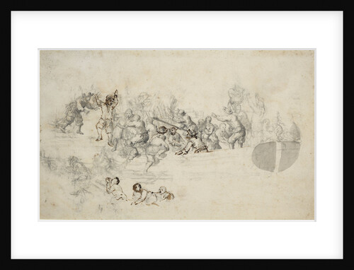 Men jumping into a boat during an action by Willem Van de Velde the Younger